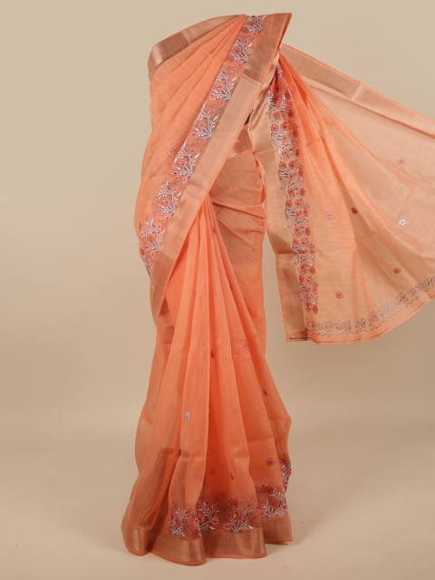 

Pothys Peach-Coloured Zari Saree