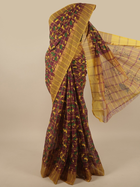 

Pothys Maroon & Green Floral Printed Pure Cotton Saree