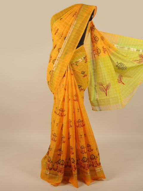 

Pothys Yellow & Green Floral Pure Cotton Saree