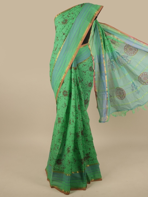 

Pothys Green & Maroon Floral Printed Pure Cotton Saree