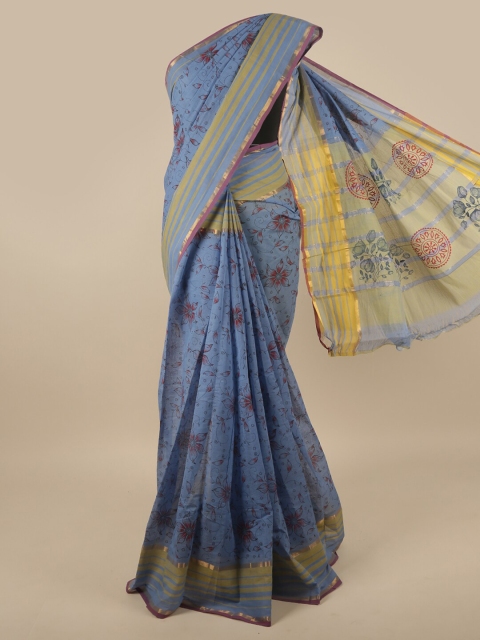 

Pothys Blue & Maroon Floral Pure Cotton Saree