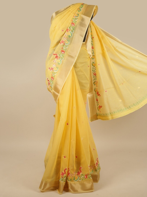 

Pothys Yellow & Red Floral Saree