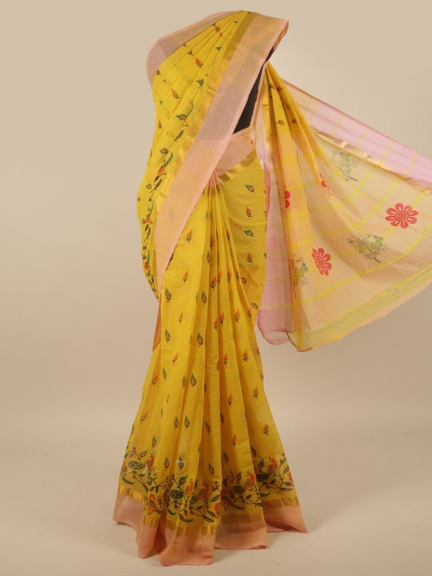 

Pothys Mustard Floral Pure Cotton Saree