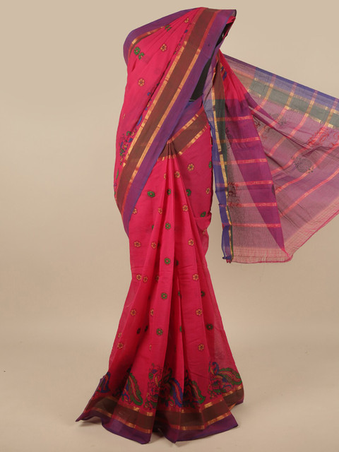 

Pothys Pink Ethnic Motifs Zari Pure Cotton Saree
