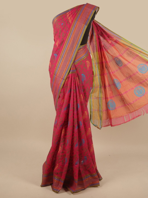 

Pothys Pink Floral Printed Pure Cotton Saree