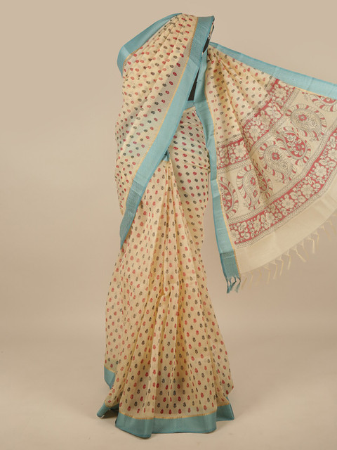 

Pothys Tan & Red Floral Zari Pure Cotton Saree