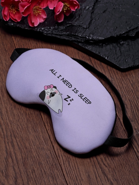 

Ferosh Purple & Black Printed Double Padded Travel Eye Mask