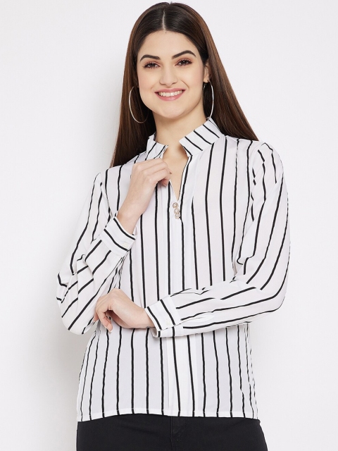 

STALK Woman White Striped Shirt Style Top