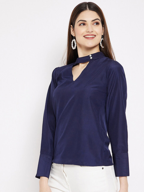 

STALK Blue Keyhole Neck Top
