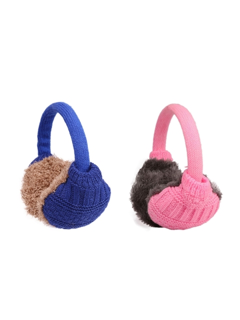 

FabSeasons Women Pink & Blue Set of 2 Fur Hair Accessory Set