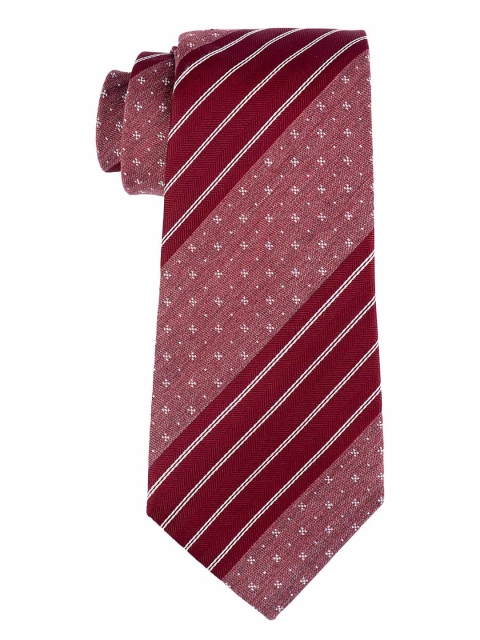 

The Tie Hub Men Red Woven Design Pure Silk Skinny Tie