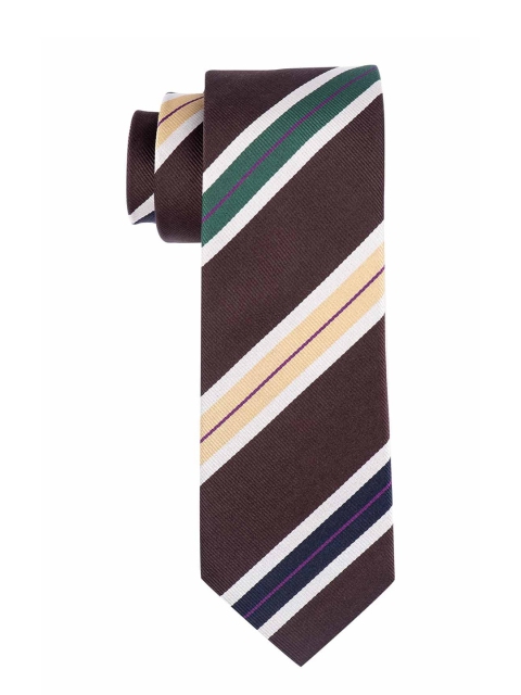 

The Tie Hub Men Brown Striped 100% Silk Skinny Tie
