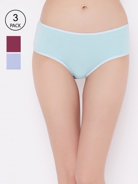 

Clovia Women Pack Of 3 Printed Hipster Briefs, Blue