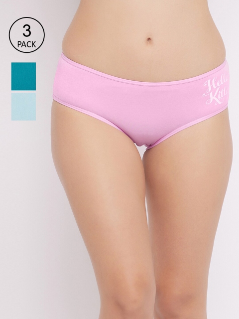 

Clovia Pack Of 3 Hello Kitty Printed Cotton Hipster Panty COMPN1300S, Pink