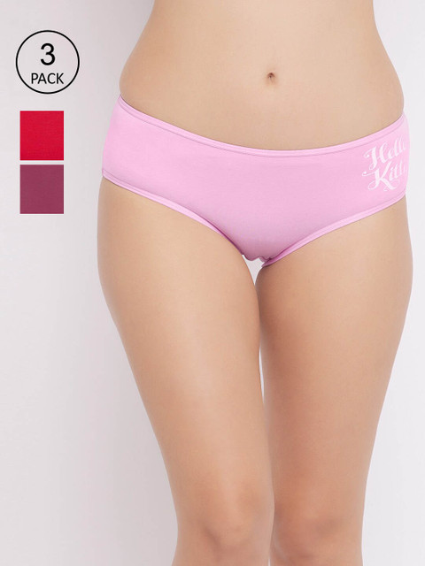 

Clovia Pack Of 3 Hello Kitty Printed Cotton Hipster Panty COMPN1297S, Pink