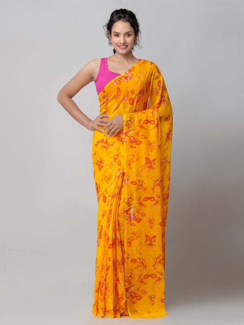 

Unnati Silks Orange Floral Patola Saree