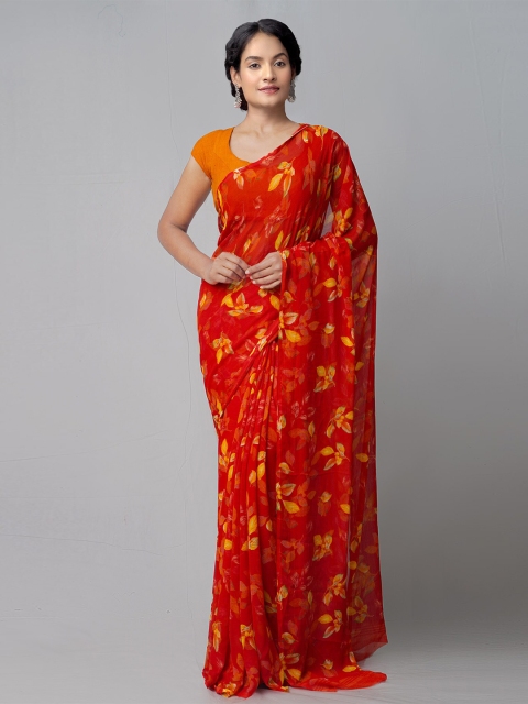

Unnati Silks Red & Yellow Ethnic Motifs Printed Patola Saree