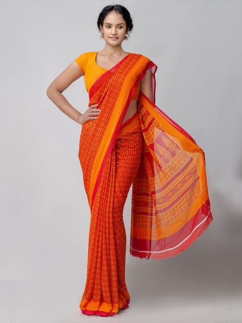 

Unnati Silks Red & Yellow Floral Patola Saree