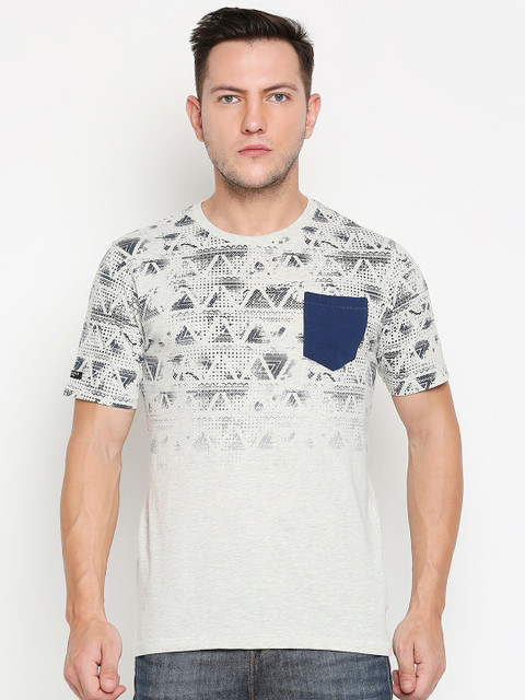 

Lee Cooper Men Blue & Beige Printed Pockets T-shirt