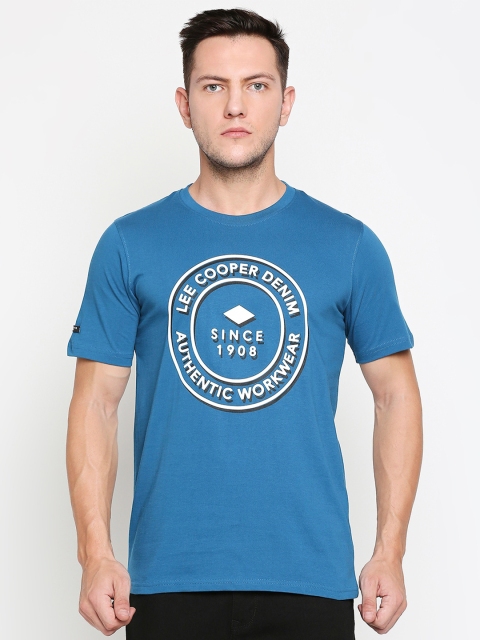 

Lee Cooper Men Blue Typography Printed Raw Edge T-shirt