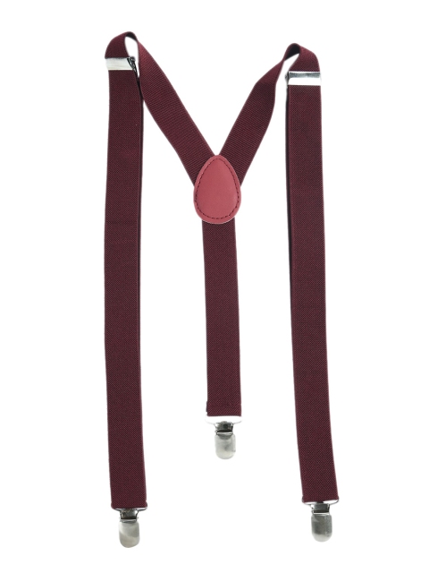 

Kastner Men Maroon & Silver-Toned Solid Suspenders