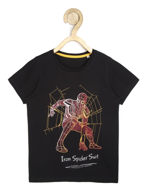 

Allen Solly Junior Boys Black & Red Spiderman Printed Pure Cotton T-shirt