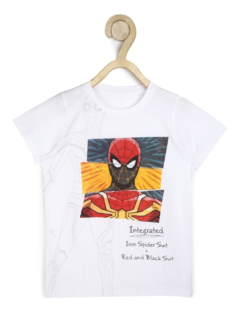 

Allen Solly Junior Boys White Spider-Man Printed Pure Cotton T-shirt