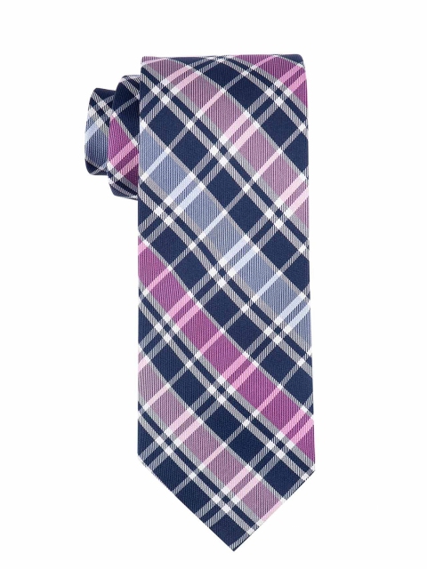 

The Tie Hub Men Pink Checked 100% Silk Skinny Tie