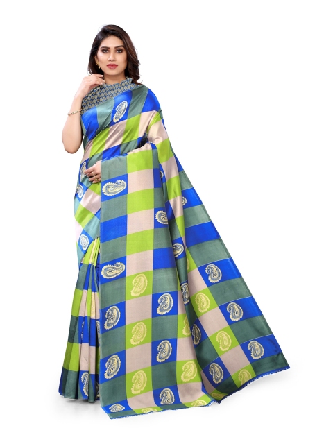 

KALINI Blue & Green Paisley Saree