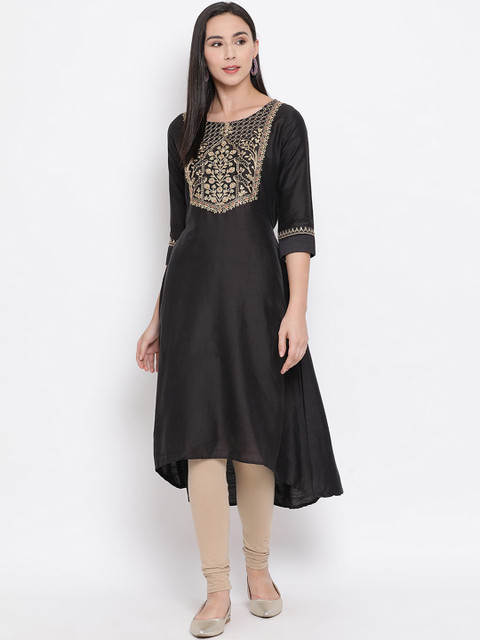 

Span Women Grey Ethnic Motifs Embroidered Kurta