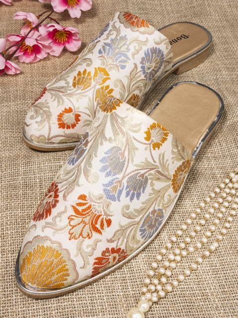 

BONALI Women Multicoloured Woven Design Mules, Multi