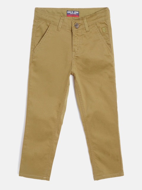 

Gini and Jony Boys Beige Solid Mid-Rise Trousers