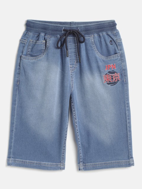 

Gini and Jony Boys Blue Washed Classic Fit Denim Shorts with Embroidered Detail