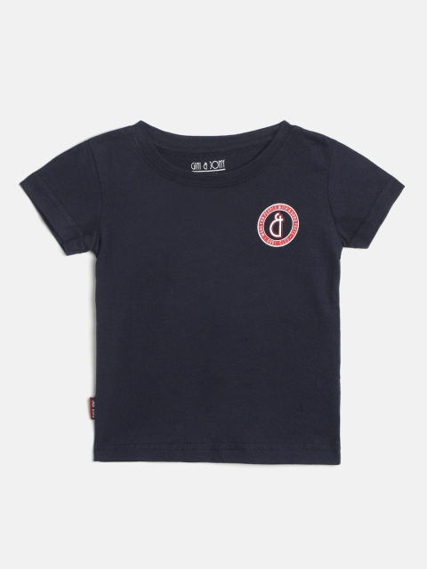 

Gini and Jony Boys Navy Blue Pure Cotton Solid T-shirt