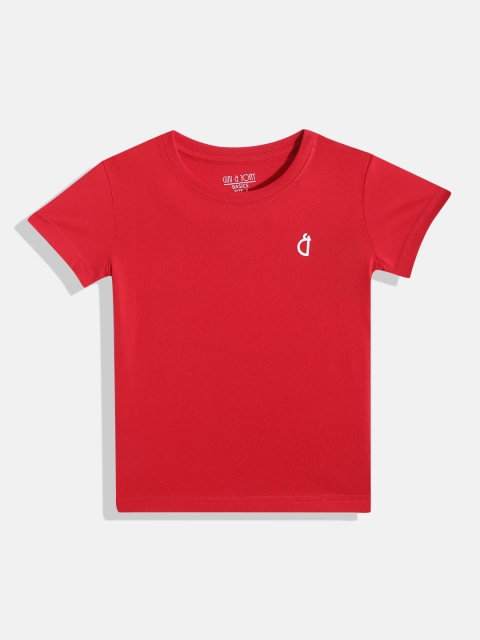 

Gini and Jony Boys Red Solid Pure Cotton T-shirt