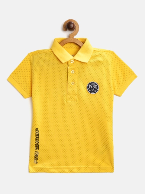 

Gini and Jony Boys Mustard Yellow Pure Cotton Micro Ditsy Print Polo Collar T-shirt