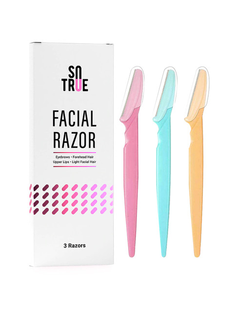 

SOTRUE Women Pink & Blue Pack Of 3 Facial Razor