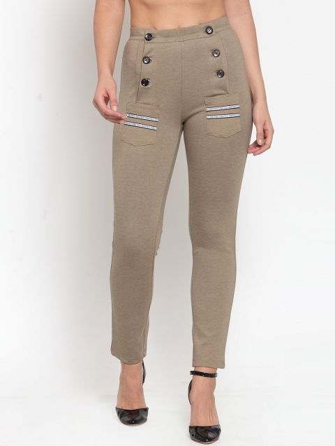 

armure Women Beige Straight Fit Easy Wash Trousers