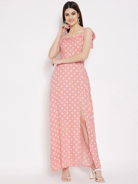 

STALK Pink & White Polka Dots Crepe Maxi Dress