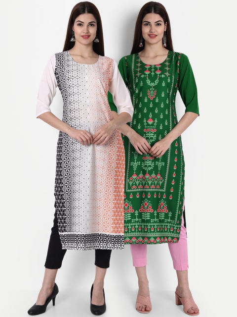 

1 Stop Fashion Women Multicoloured Ethnic Motifs Embroidered Crepe Kurta, Multi