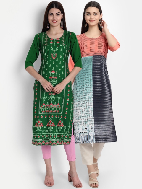 

1 Stop Fashion Women Multicoloured Printed Crepe Kurtas, Multi
