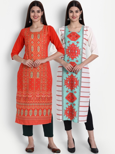 

1 Stop Fashion Women Multicoloured Ethnic Motifs Digital Printed Crepe Kurta, Multi