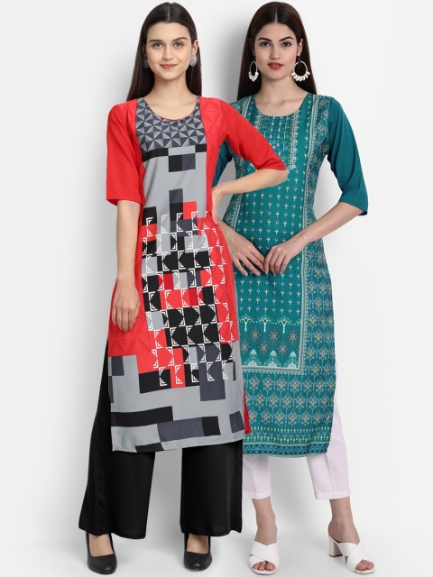 

1 Stop Fashion Women Multicoloured Printed Crepe Kurta, Multi