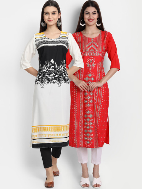 

1 Stop Fashion Women Multicoloured Floral Printed Crepe Kurta, Multi