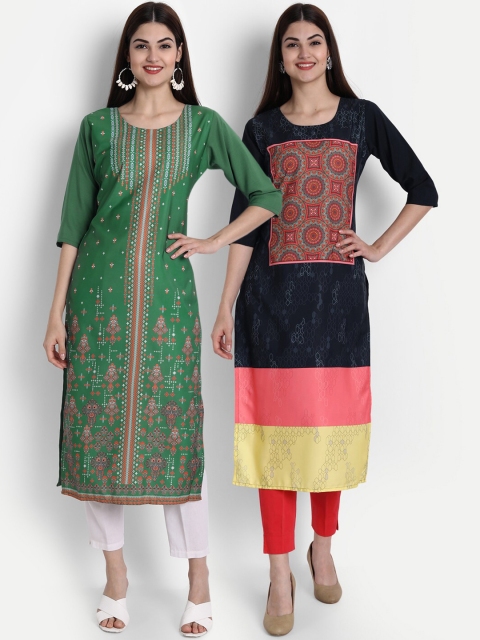 

1 Stop Fashion Women Multicoloured Tribal Crepe Kurta, Multi