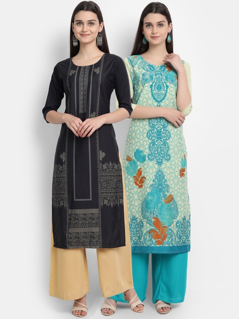 

1 Stop Fashion Women Pack of 2 Digital Print Straight Kurtas, Multi