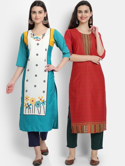 

1 Stop Fashion Women Pack of 2 Printed Kurtas, Blue