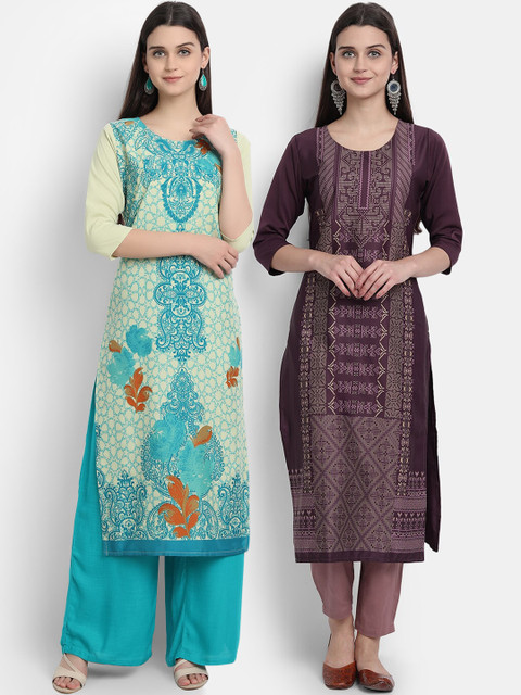 

1 Stop Fashion Women Pack of 2 Printed Kurtas, Blue