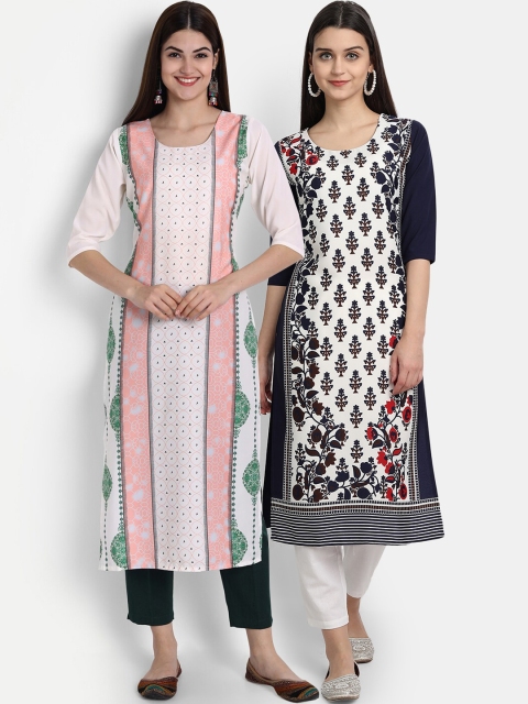 

1 Stop Fashion Women Pack of 2 Printed Kurtas, Pink