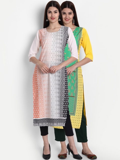 

1 Stop Fashion Women Pack of 2 Printed Kurtas, Green